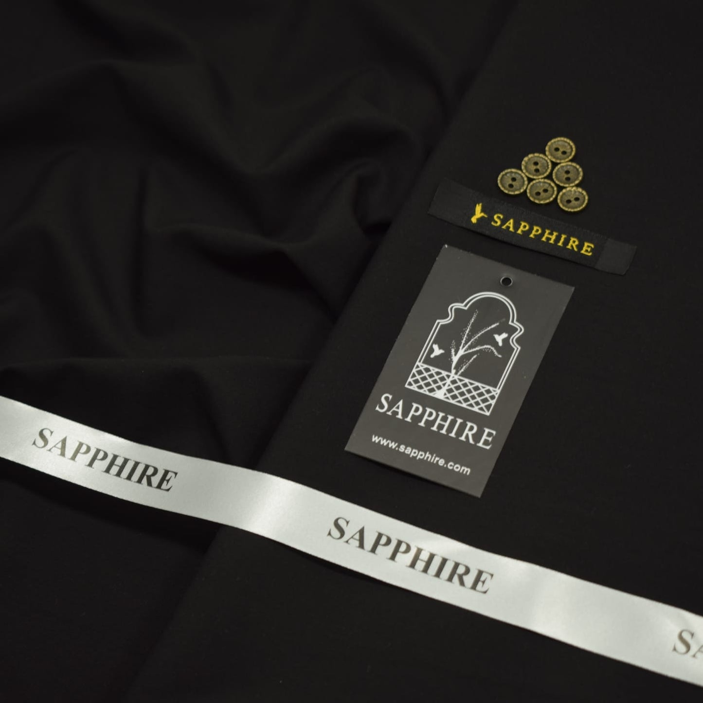 Sapphire Gold Mens premium Wash & Wear Aunstitched fabric for men|jet black