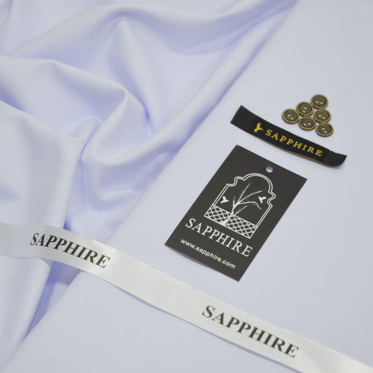 Sapphire Gold Mens premium Wash & Wear Aunstitched fabric for men|white