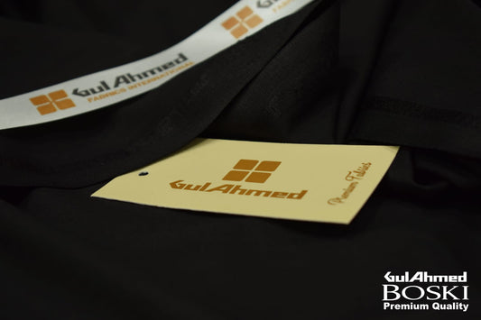 GUL AHMAD PREMIUM BOSKI UNSTITCHED FABRIC FOR MEN|JET BLACK